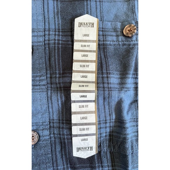 Duluth Mens L Collared Shirt Blue Plaid Flannel Slim Fit Button Down NWT M9 - Picture 7 of 12